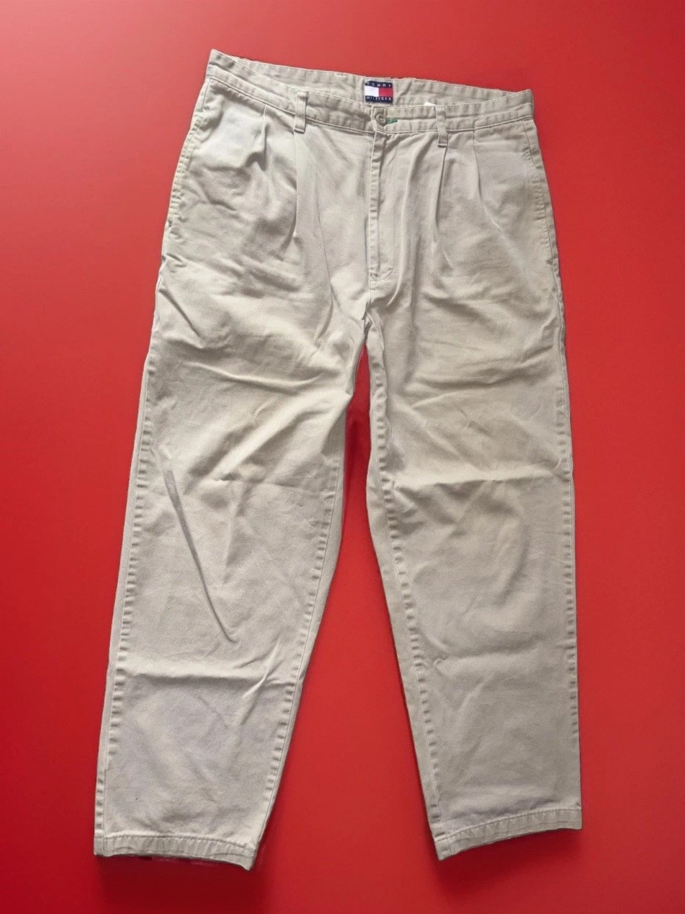 Tommy Hilfiger Vintage 90’s Khaki Beige Pants Loose Fit 36X34 Classic Preppy